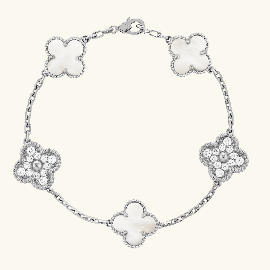 CLOVER | Silber/Weißes Prestige-Armband