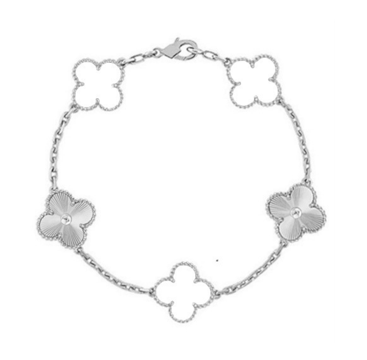 CLOVER | Weiß/Silber Armband