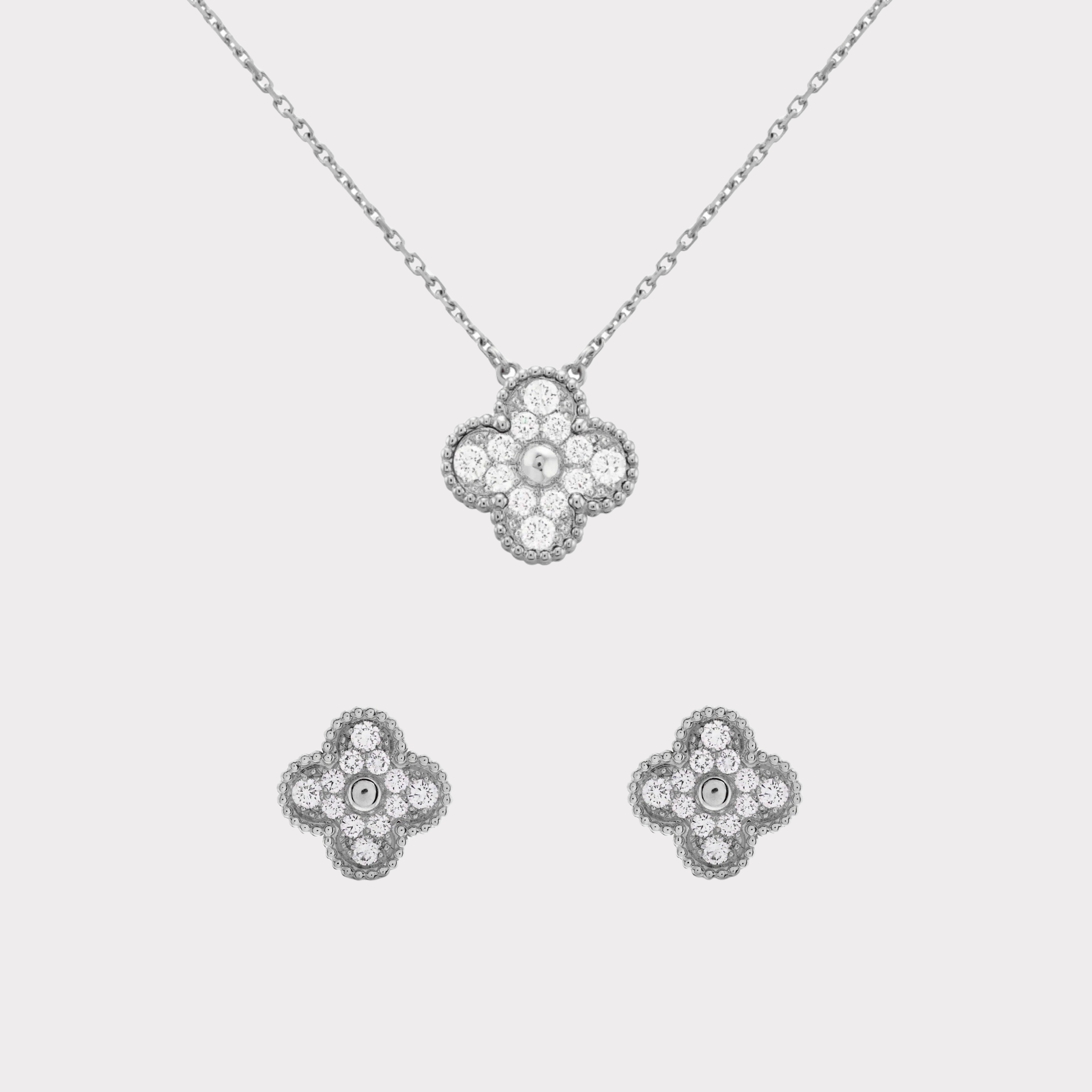 Silver | Clover Diamond Set