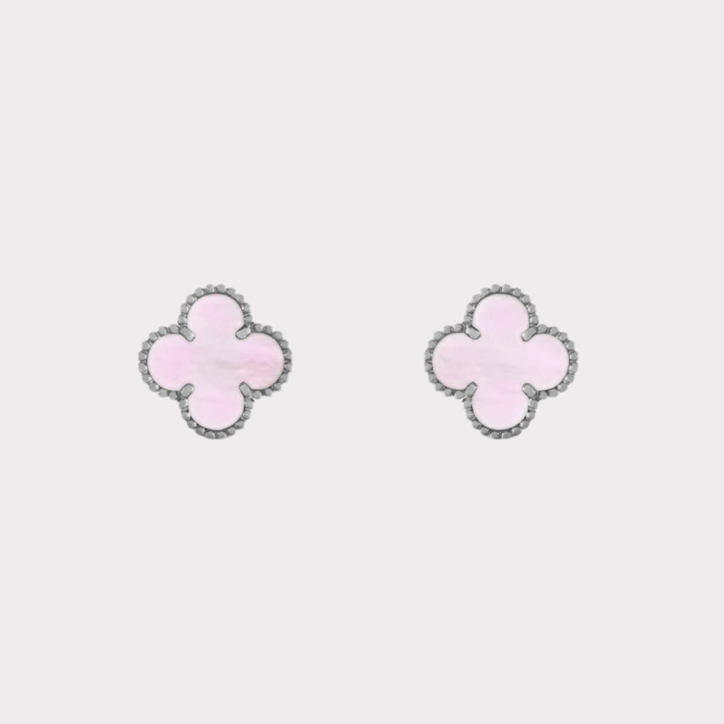 Silver Pink | Clover Earrings