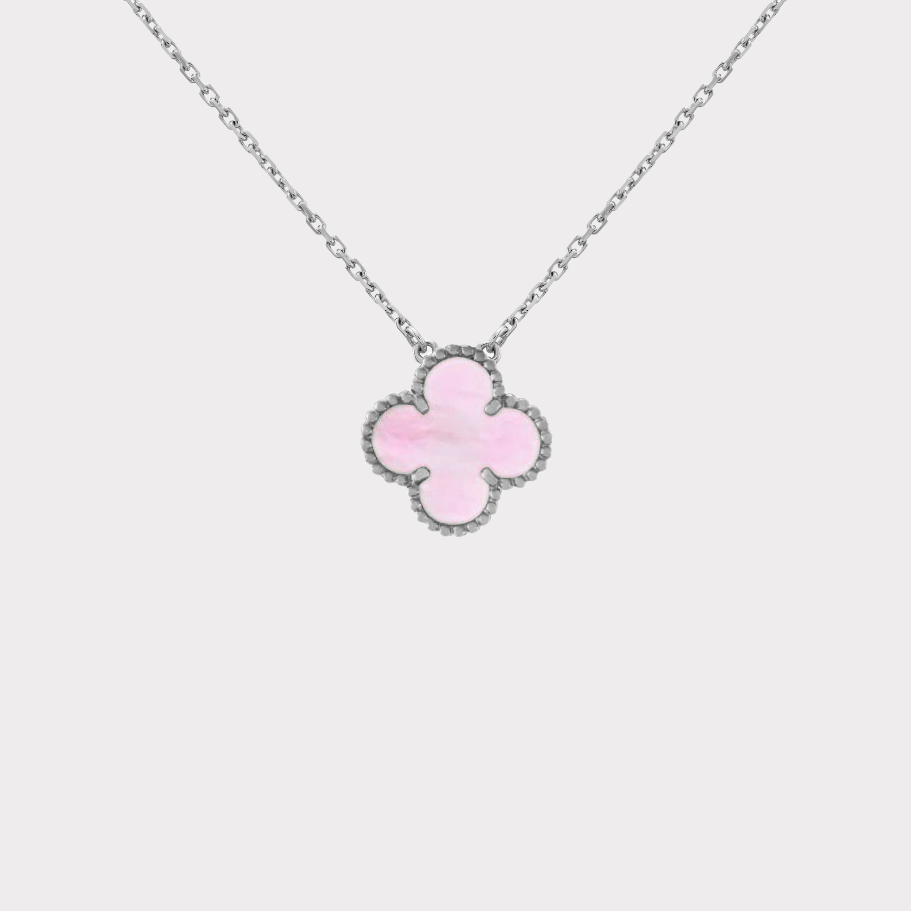 Silver Pink | Clover Necklace