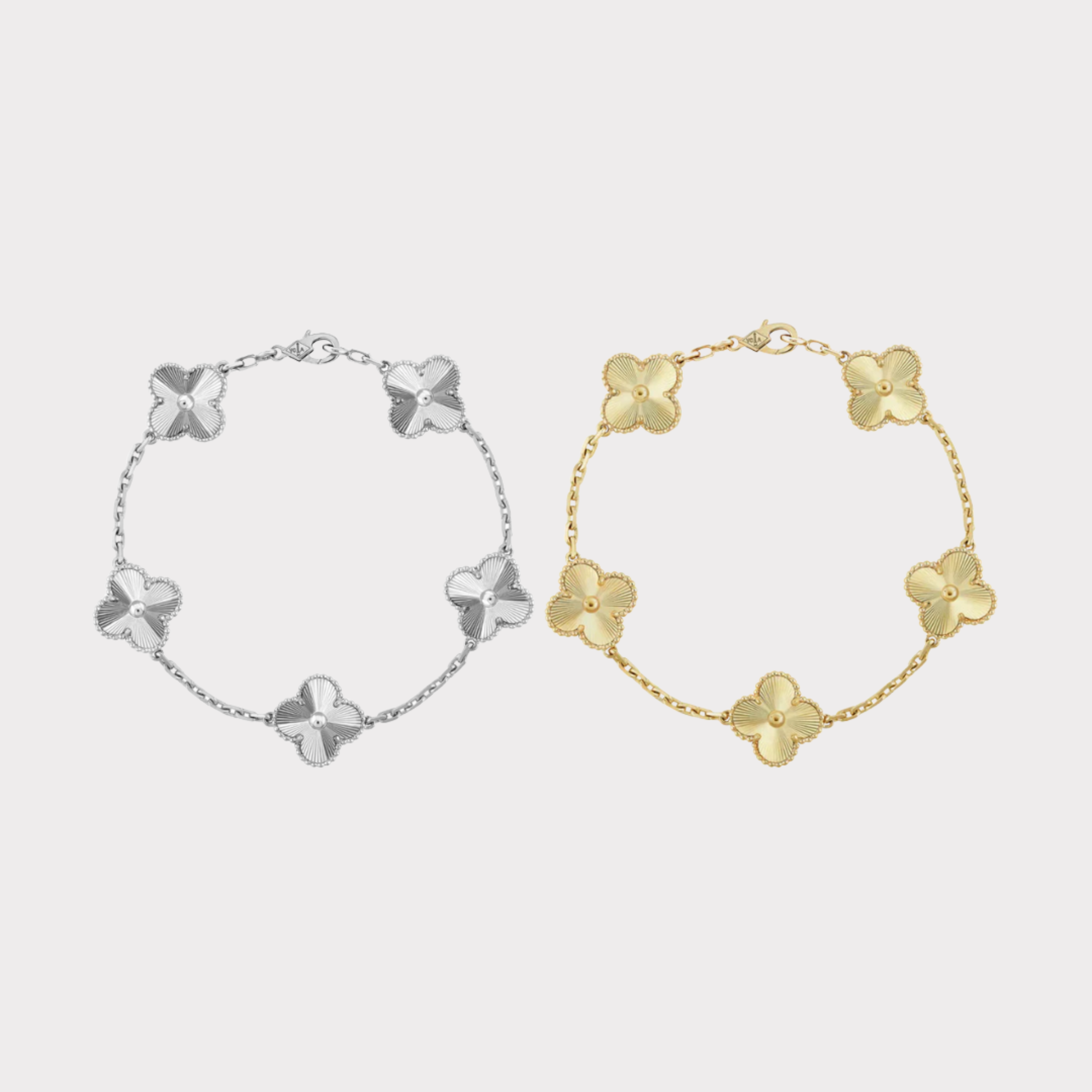 Golden Guilloché Luxe | Clover Bracelet Set