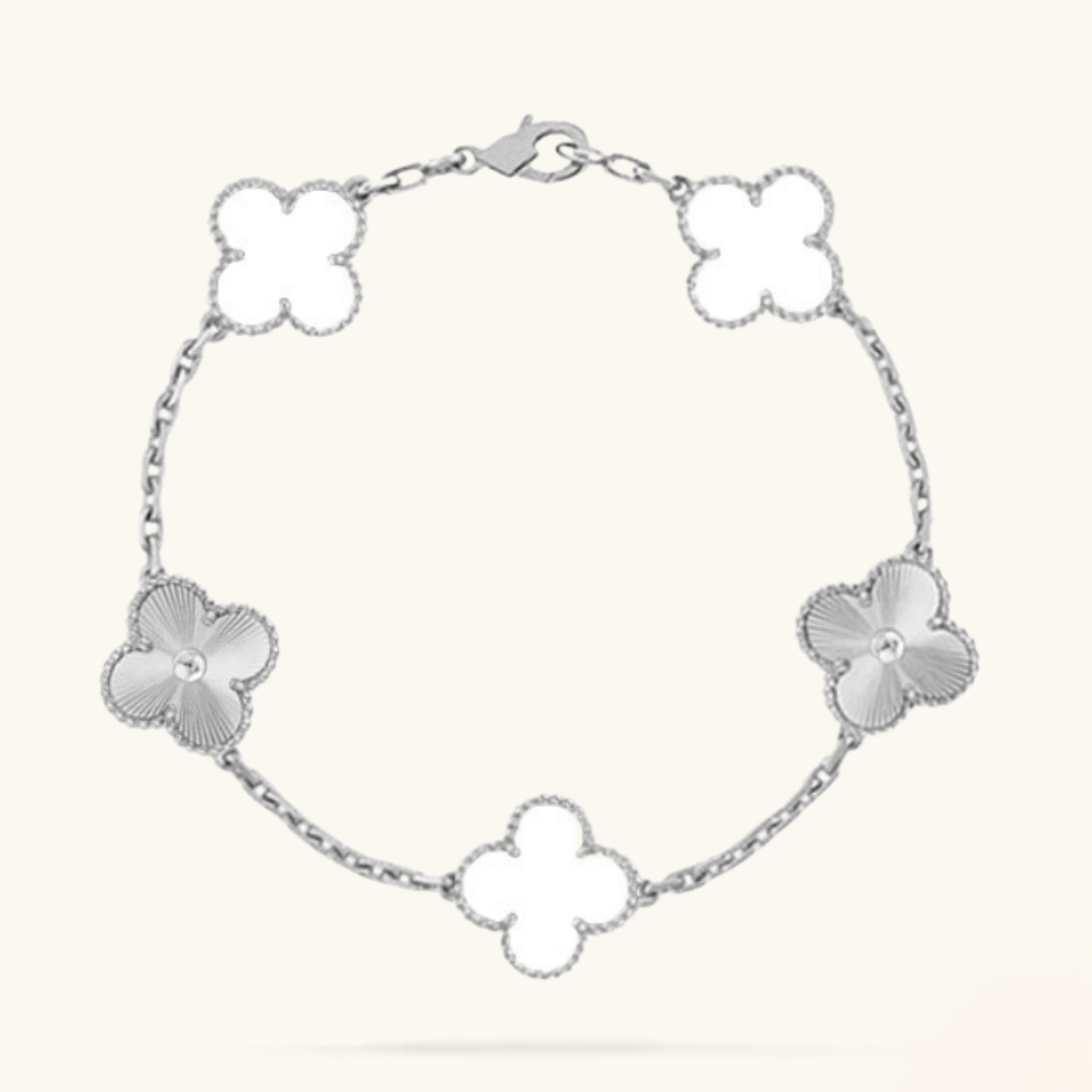 CLOVER | Weiß/Silber Armband
