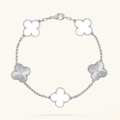 CLOVER | Weiß/Silber Armband