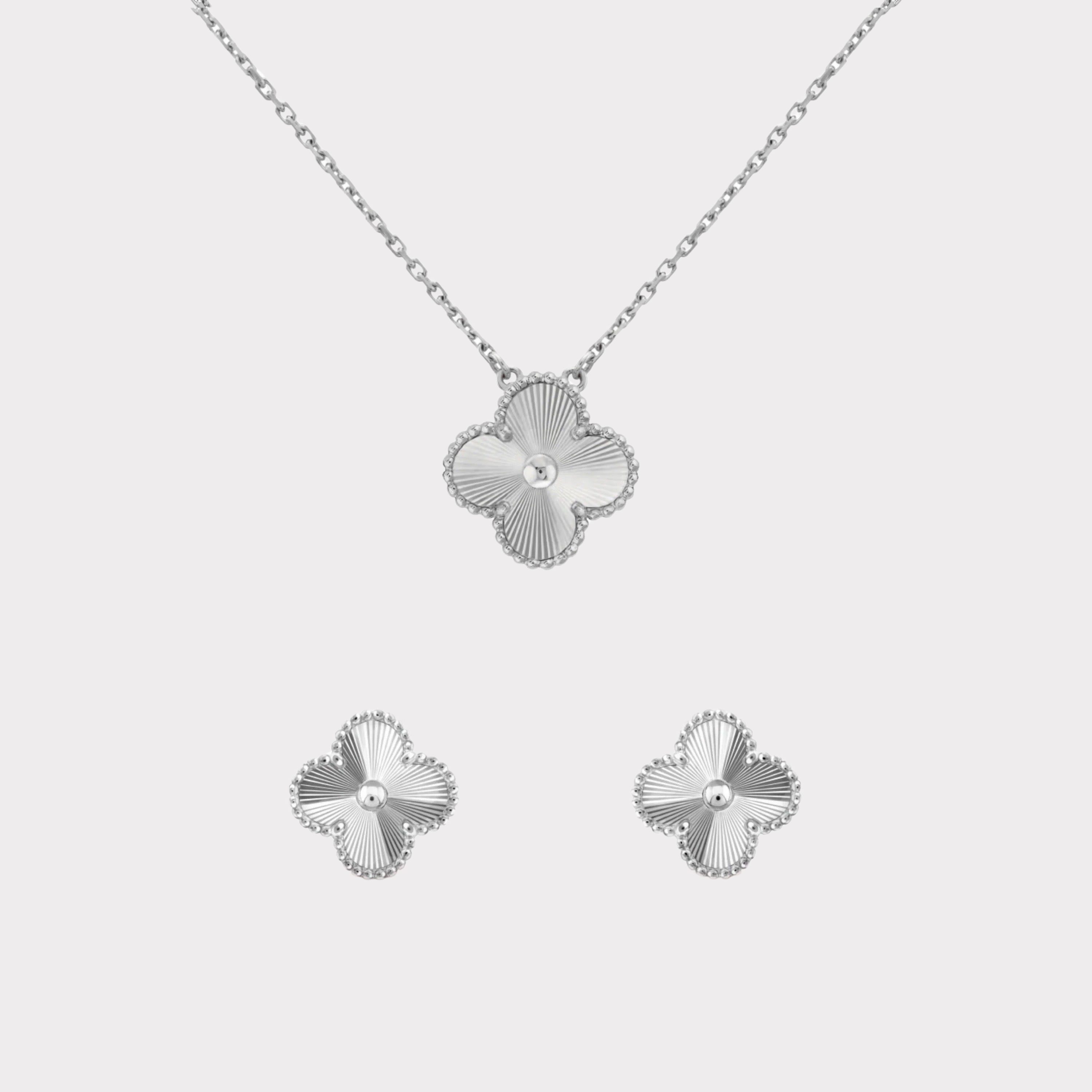 Silver Guilloché | Clover Set