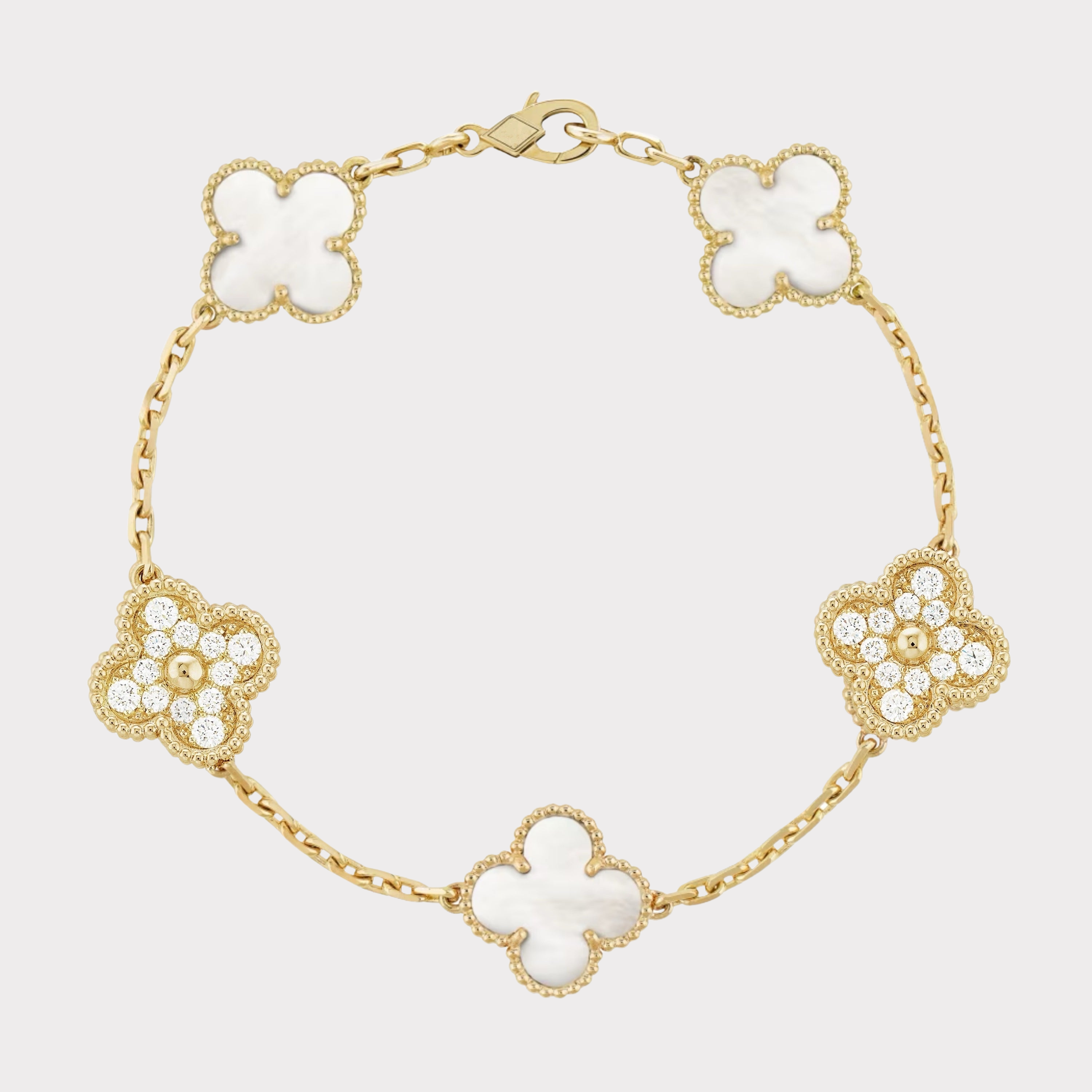 Golden White | Clover Diamond Bracelet