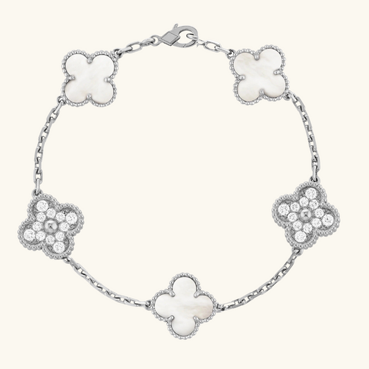 CLOVER | Silber/Weißes Prestige-Armband