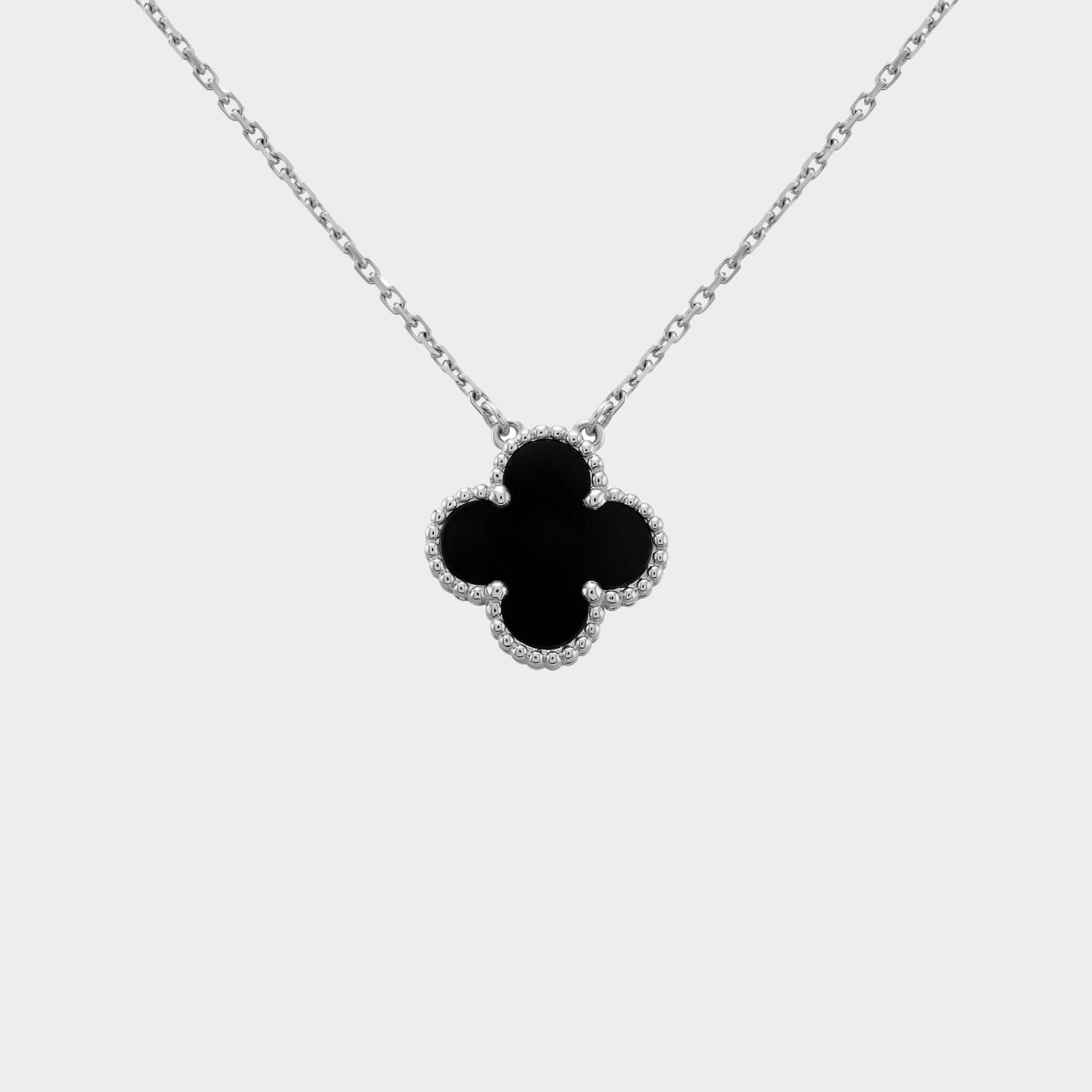 Silver Black | Clover Necklace