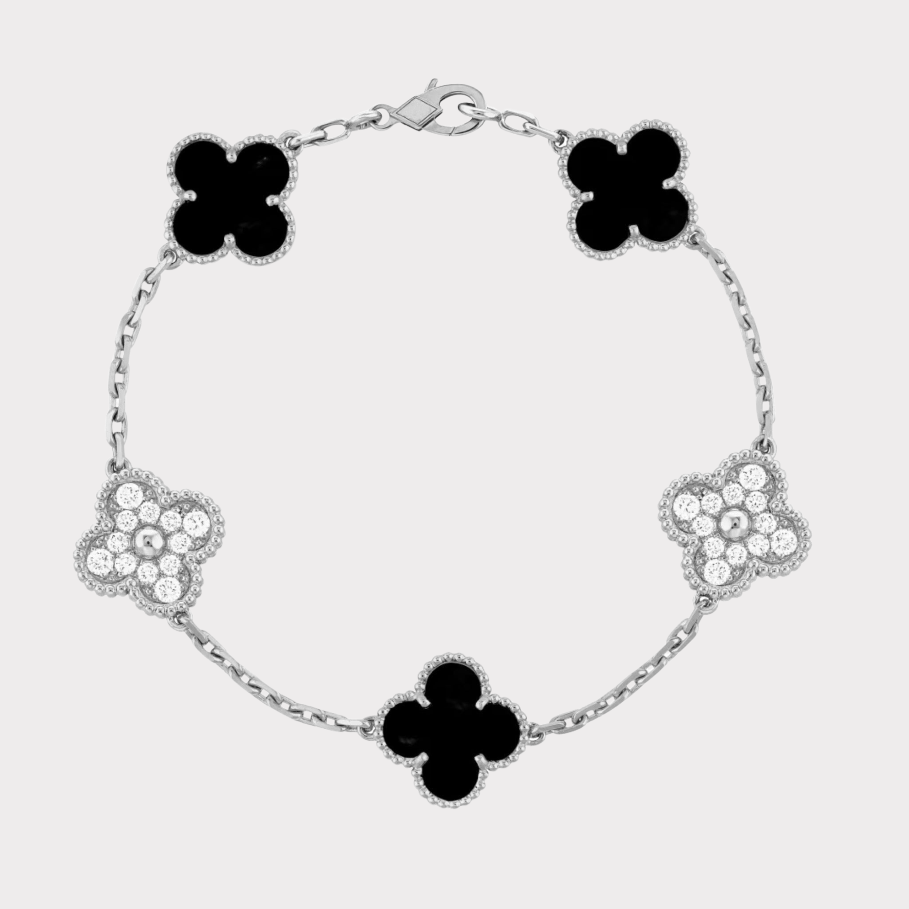 Silver Black | Clover Diamond Bracelet