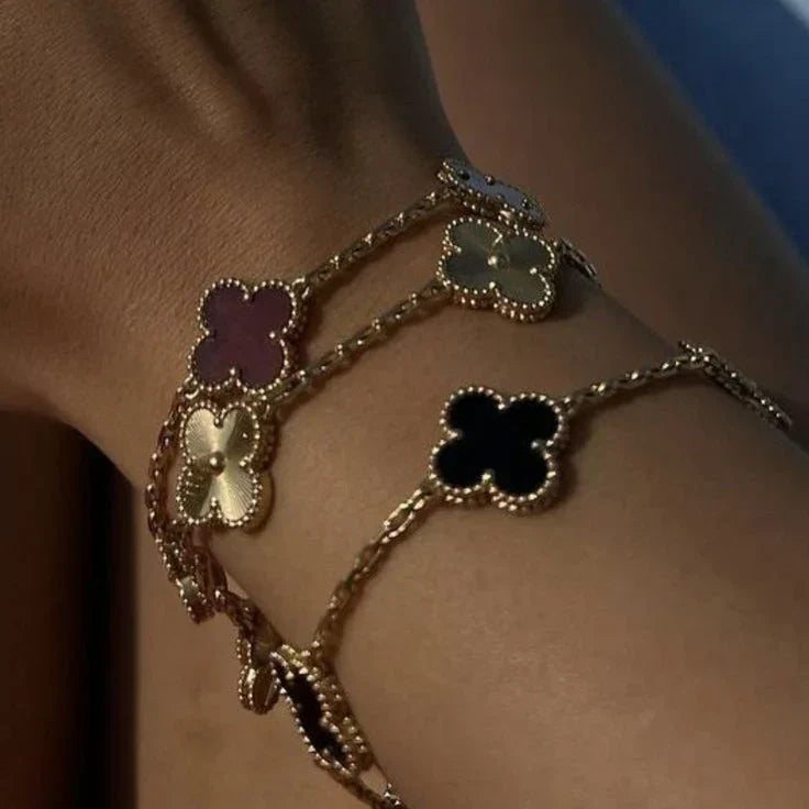 CLOVER | Schwarzes/Silbernes Armband