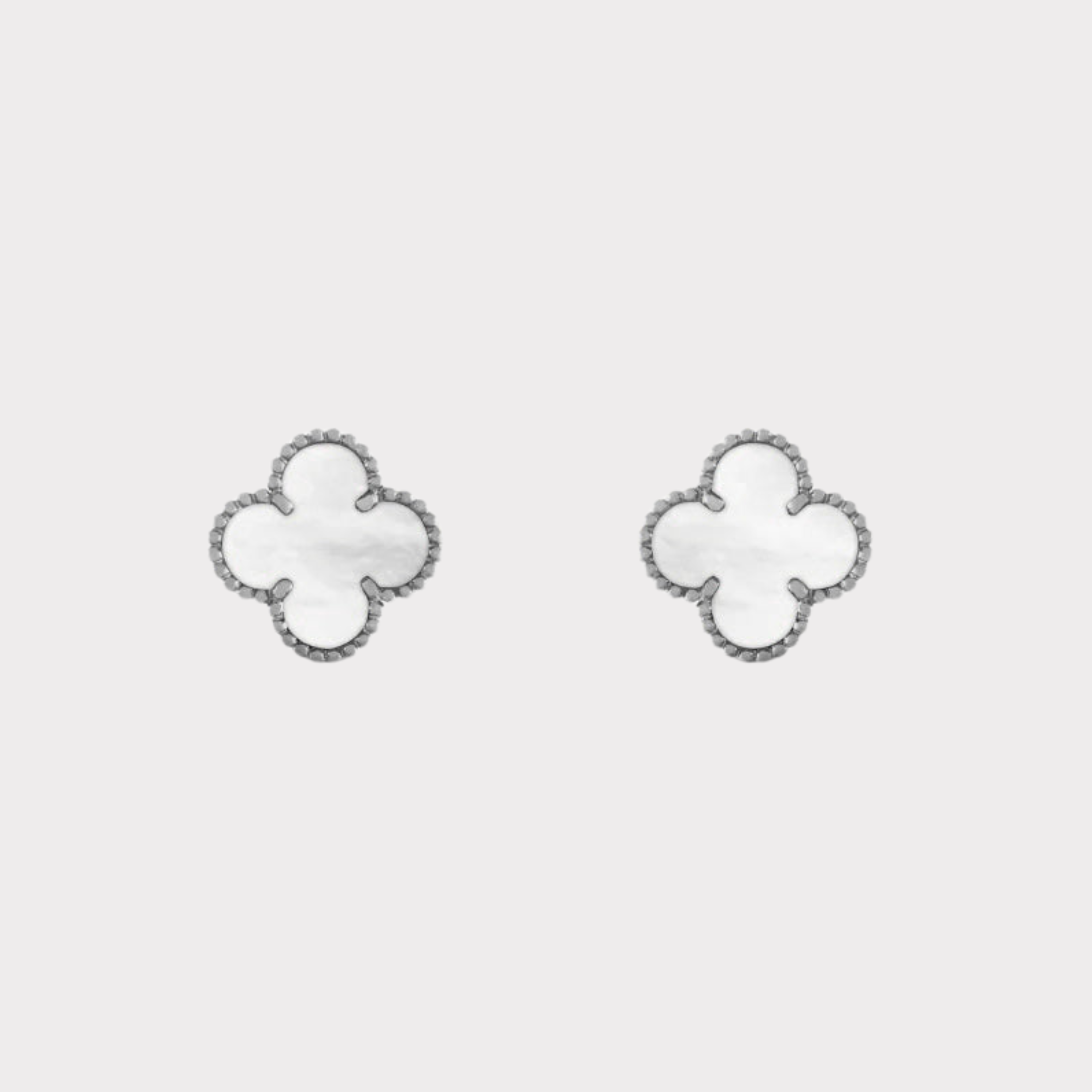 Silver White | Clover Earrings