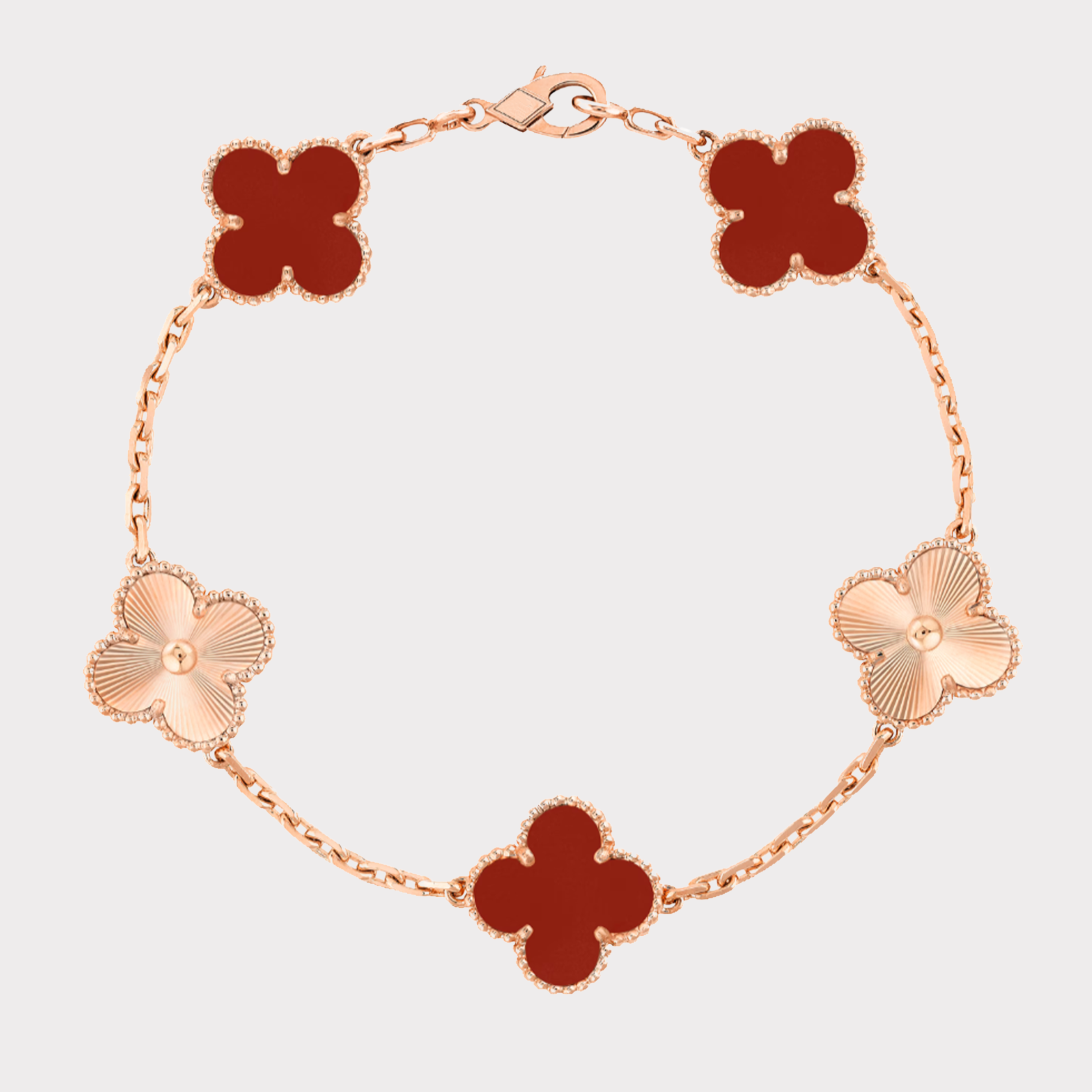 Red Rose Gold Guilloché | Clover Bracelet