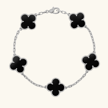 CLOVER | Schwarzes/Silbernes Armband