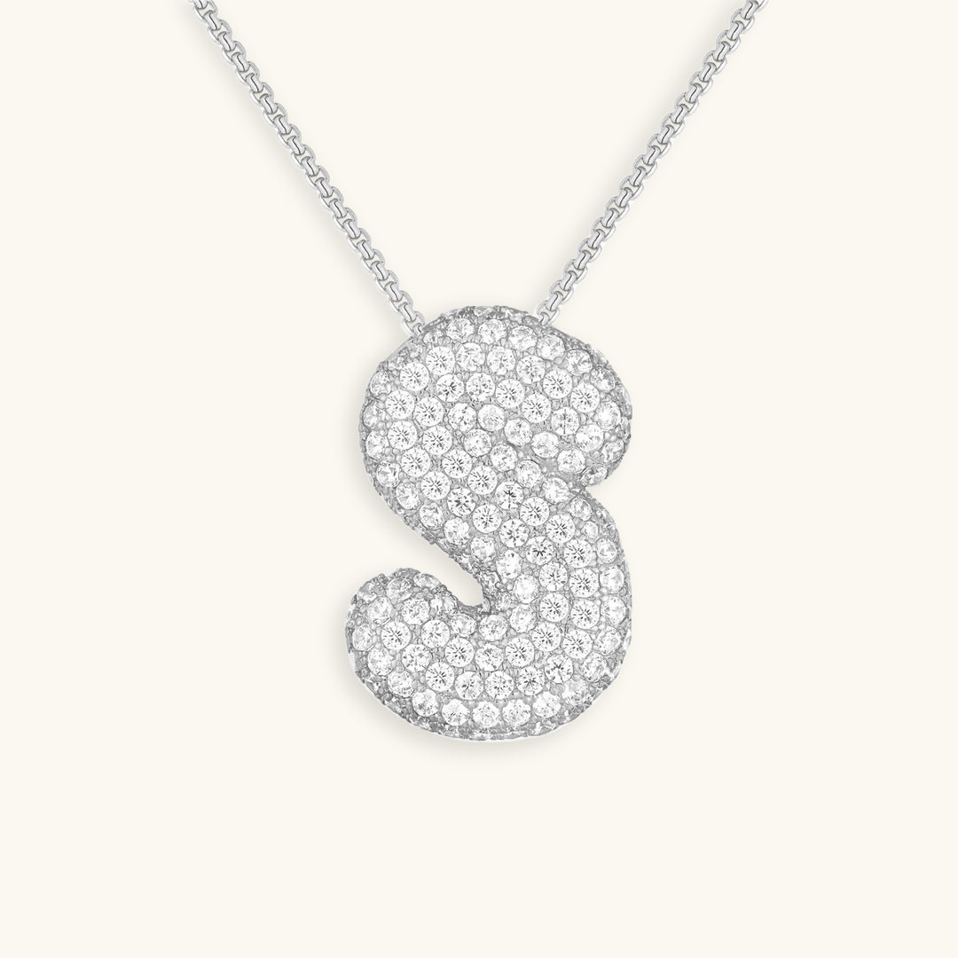 Bubble Initial Diamond Necklace